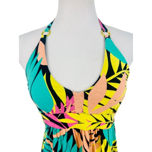 Vintage Y2K Victoria's Secret Sexy Multicolored Tropical Print Halter Mini Dress - Picture 4 of 13